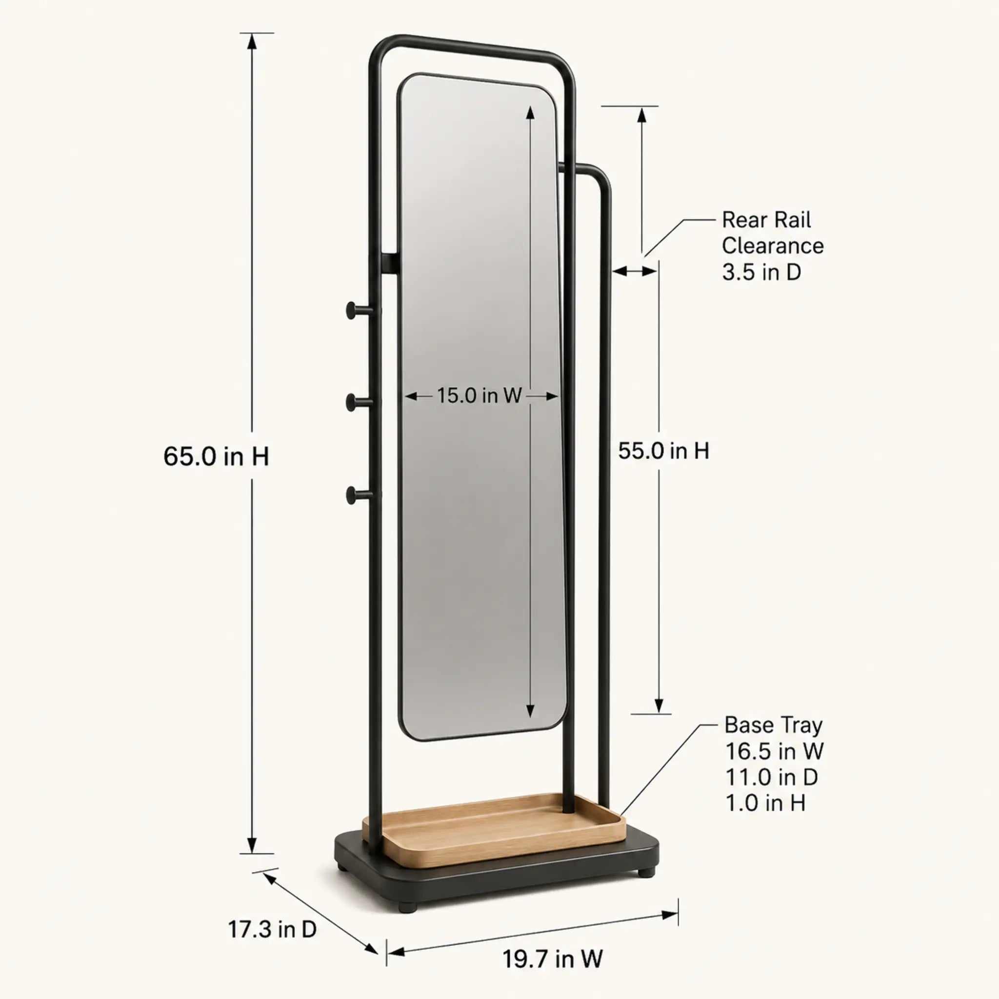 ReflectRail Freestanding Mirror Storage Stand