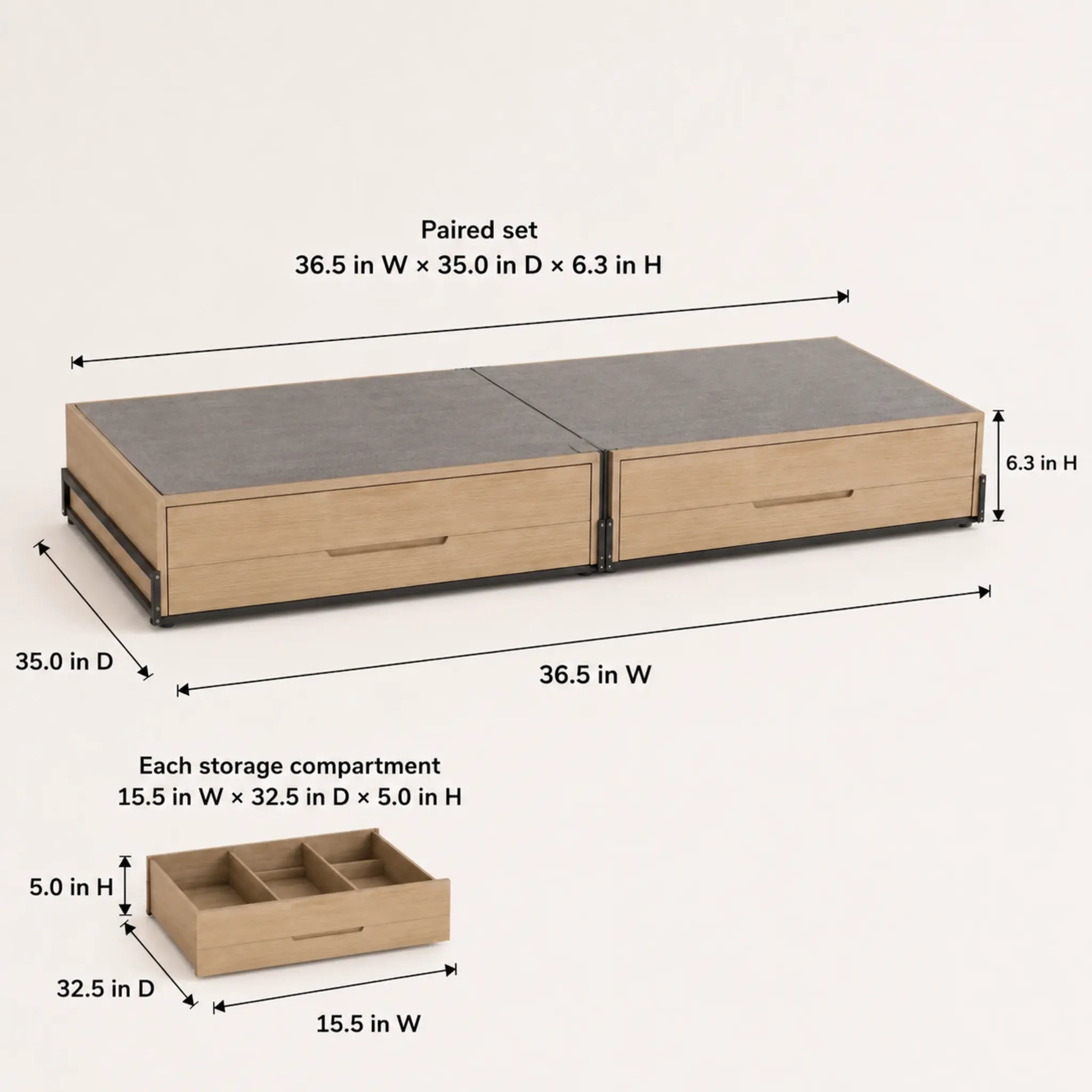 GlidePair Under-Bed Rolling Drawer Set