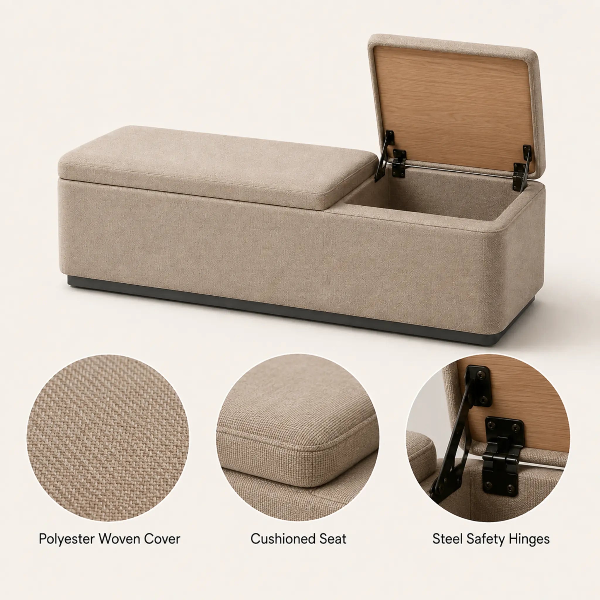 SplitLid Storage Ottoman Bench