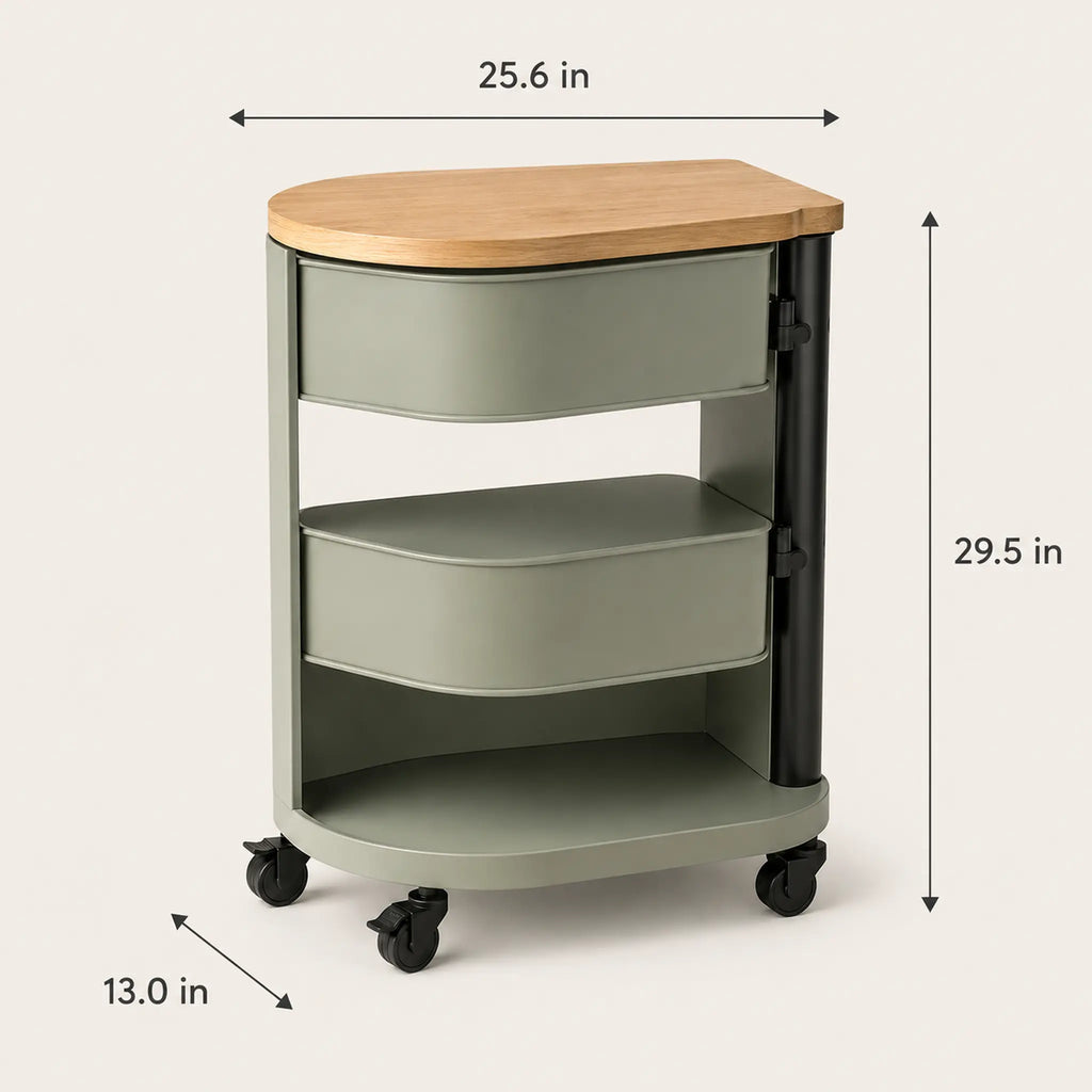 PivotCart Rolling Living Room Storage Cart
