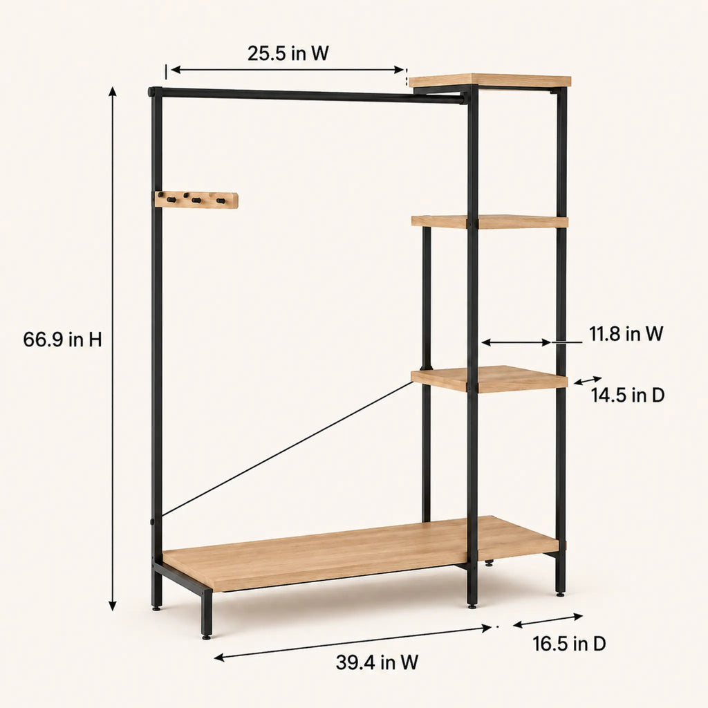 FrameShift Open Garment Rack with Shelves