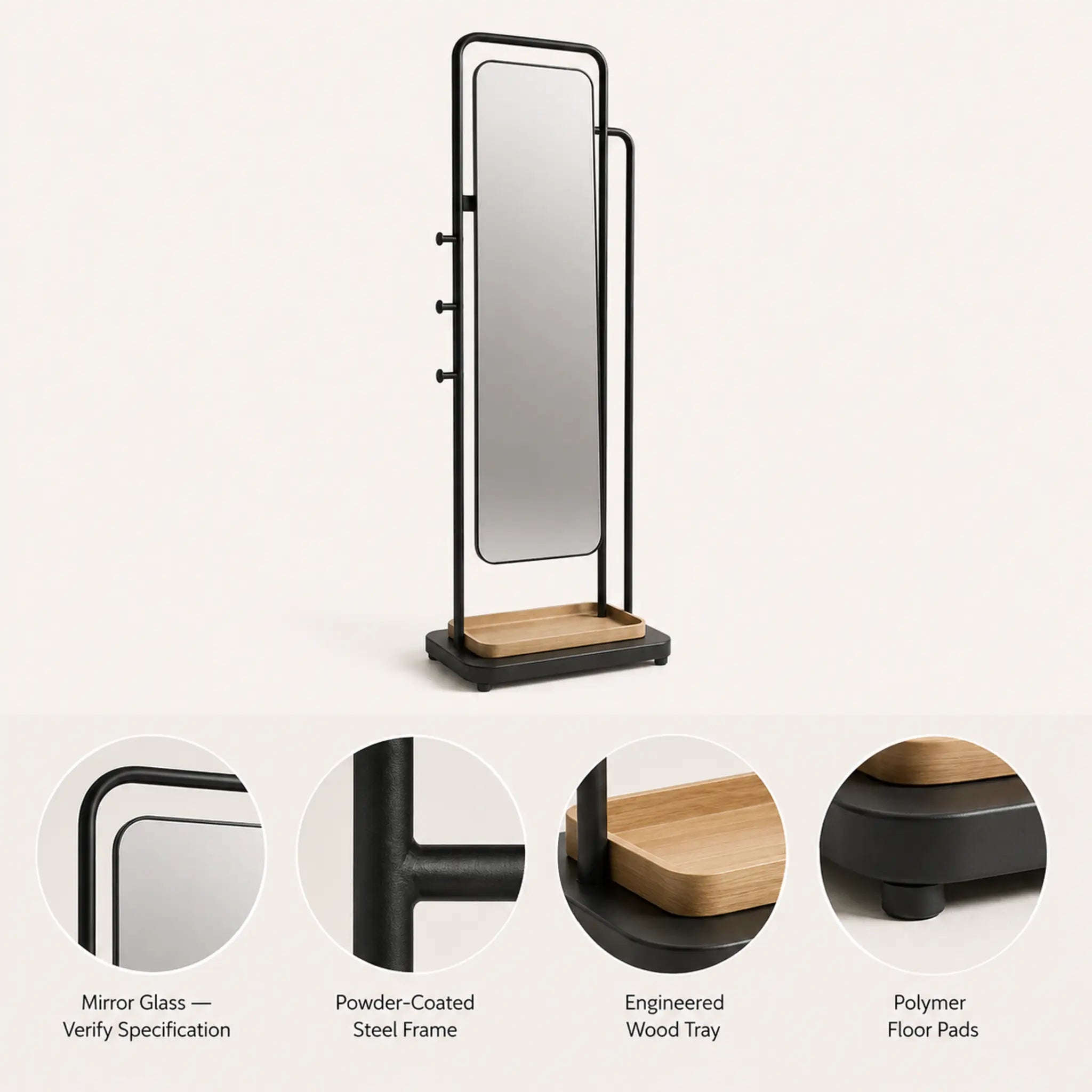 ReflectRail Freestanding Mirror Storage Stand