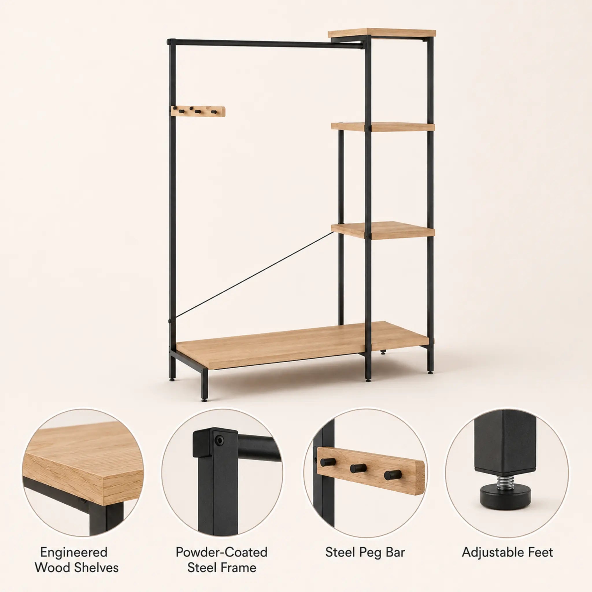 FrameShift Open Garment Rack with Shelves