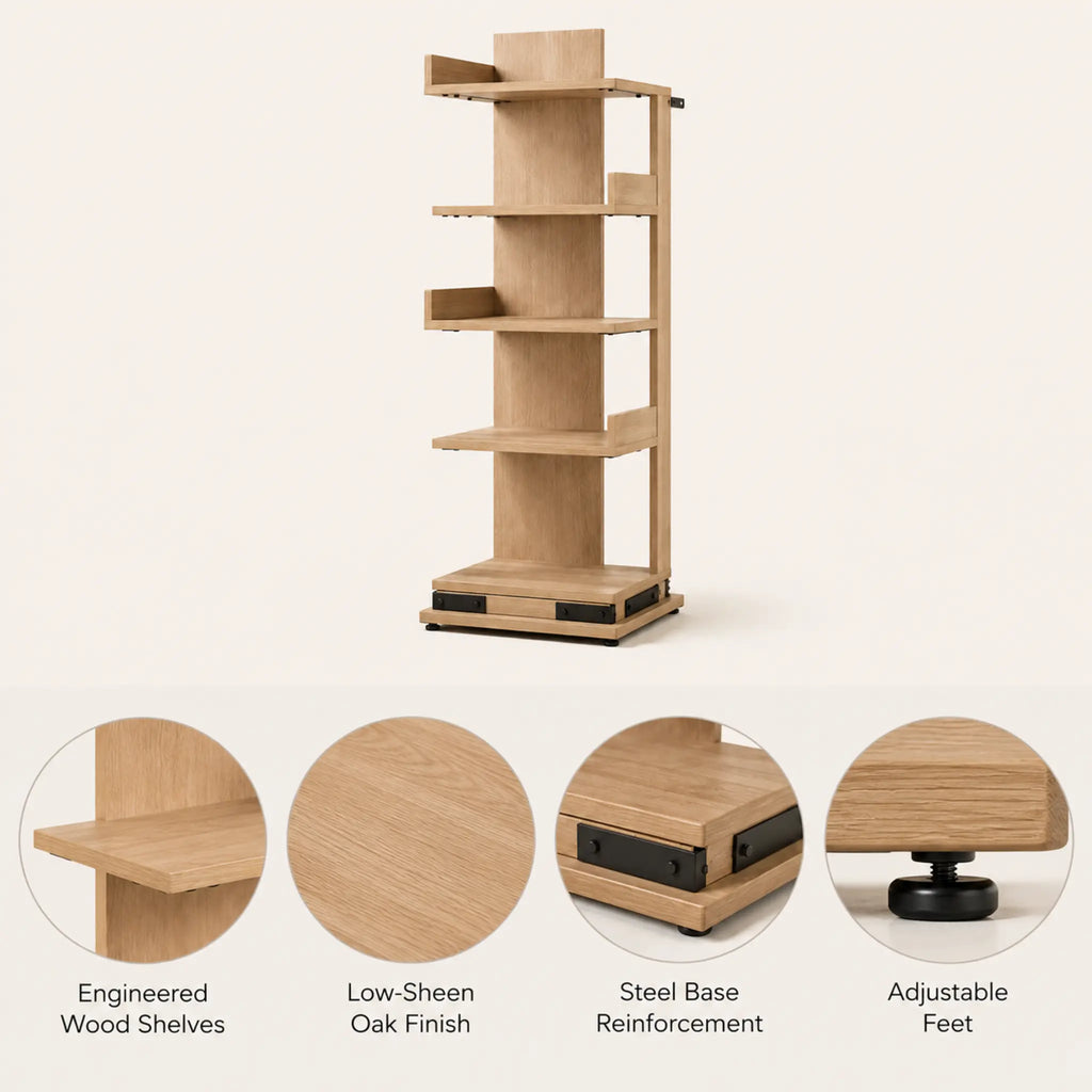 Offset Spine Narrow Multipurpose Bookshelf