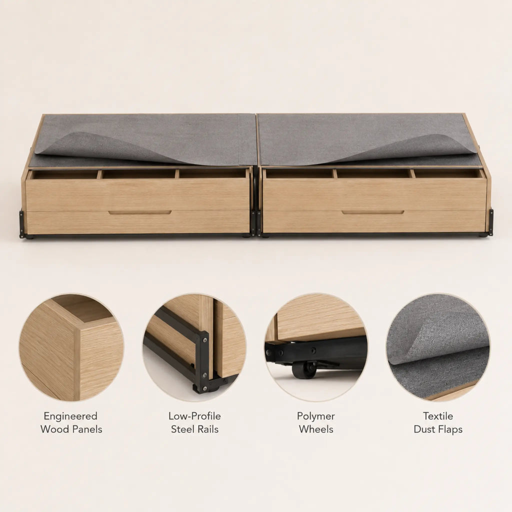 GlidePair Under-Bed Rolling Drawer Set