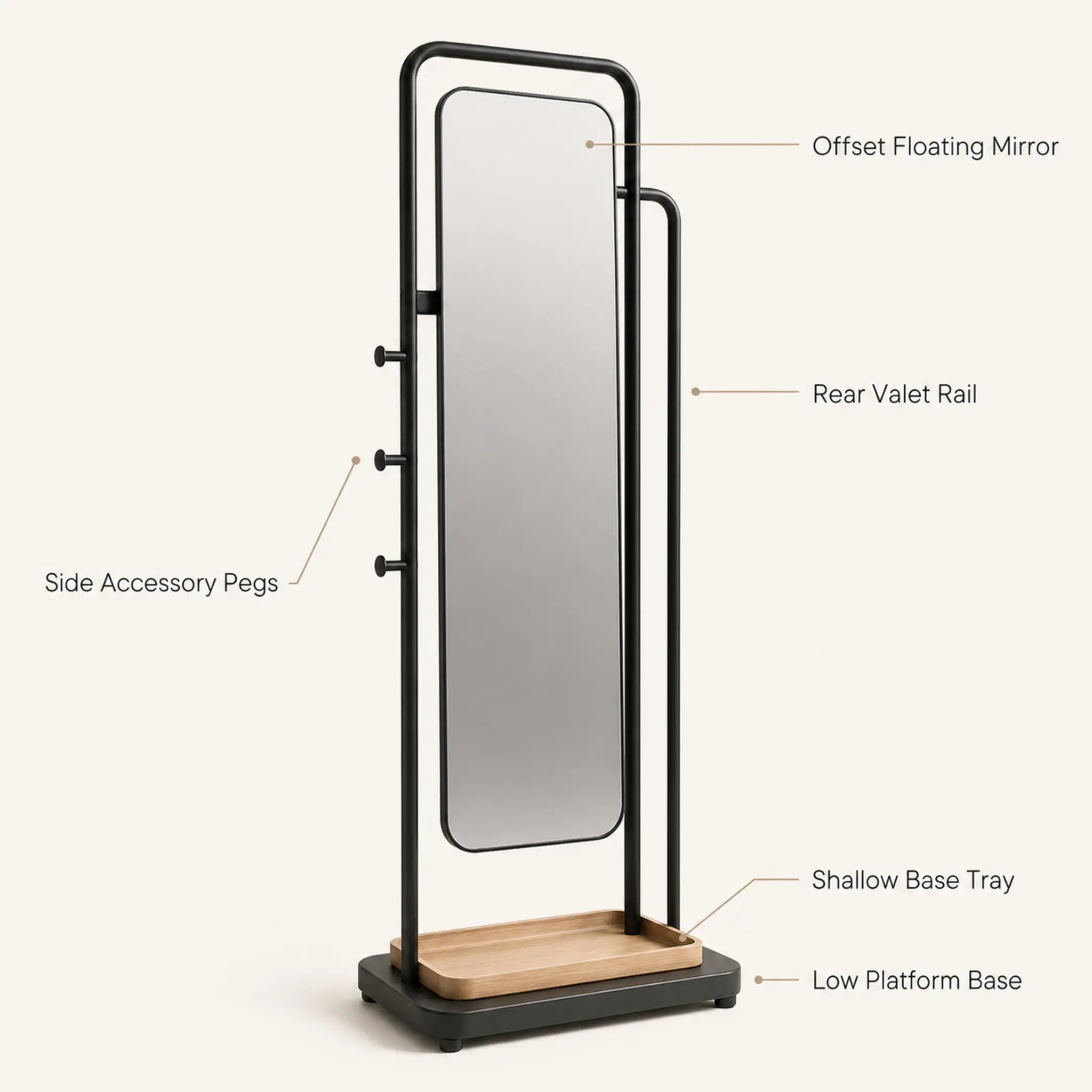 ReflectRail Freestanding Mirror Storage Stand