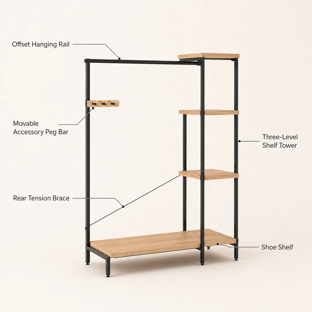 FrameShift Open Garment Rack with Shelves