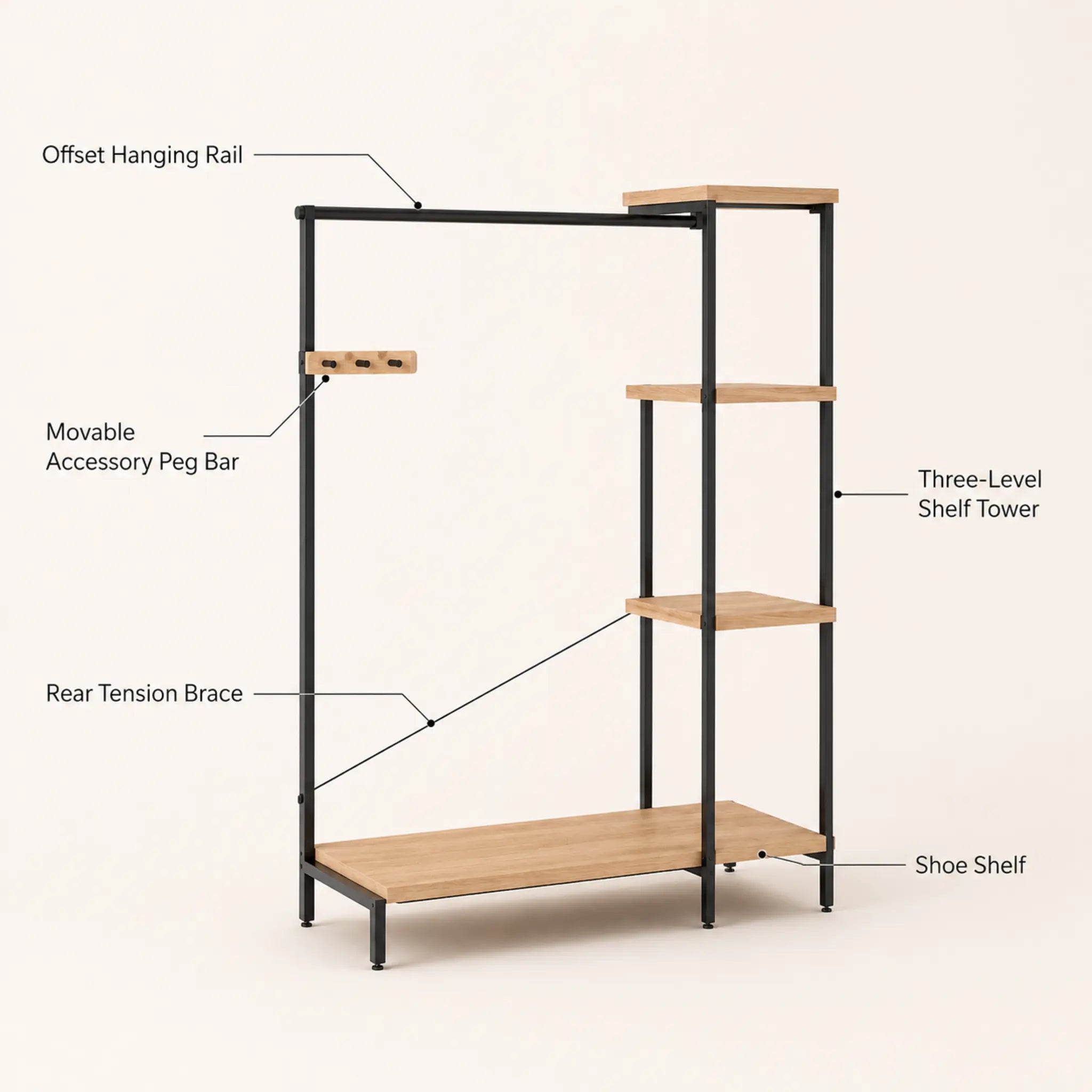FrameShift Open Garment Rack with Shelves