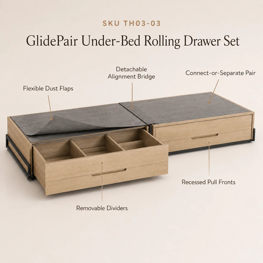 GlidePair Under-Bed Rolling Drawer Set