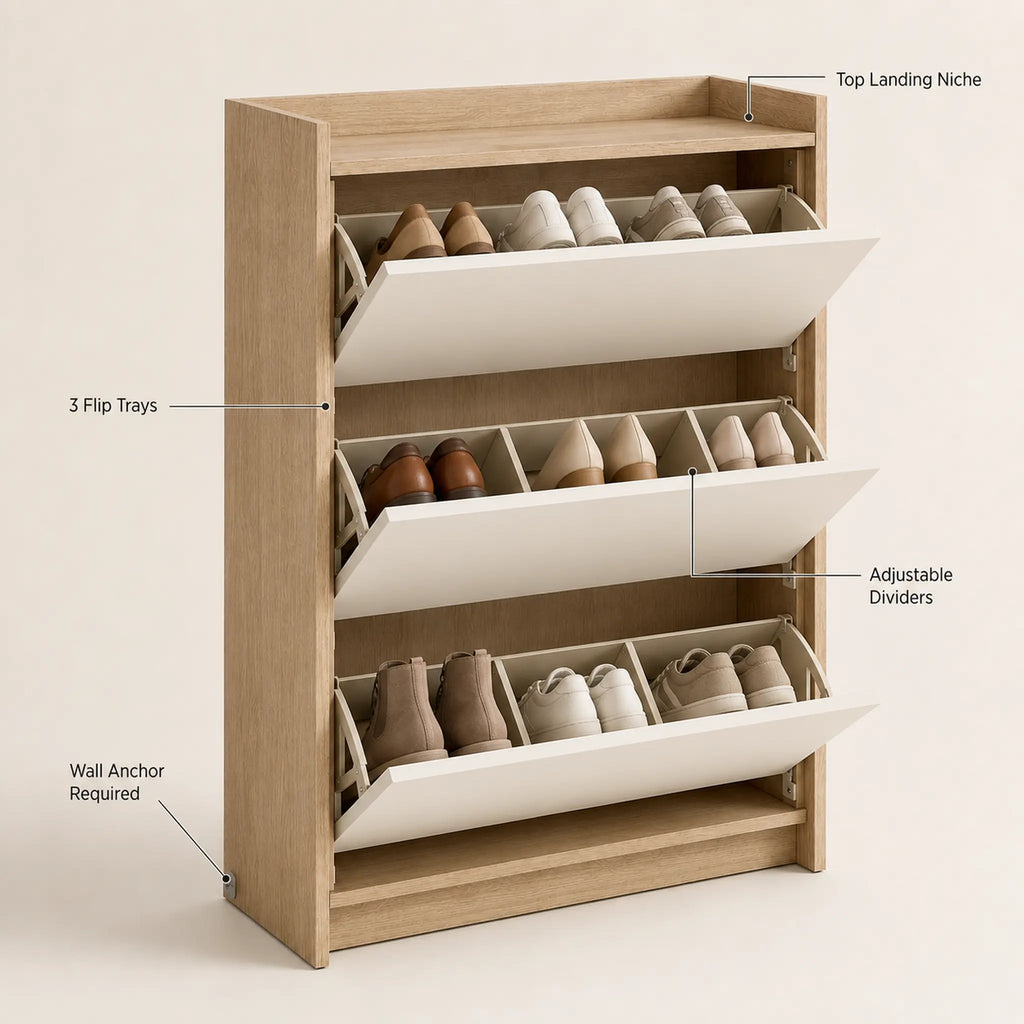 Pivotline Slim Flip-Door Shoe Cabinet