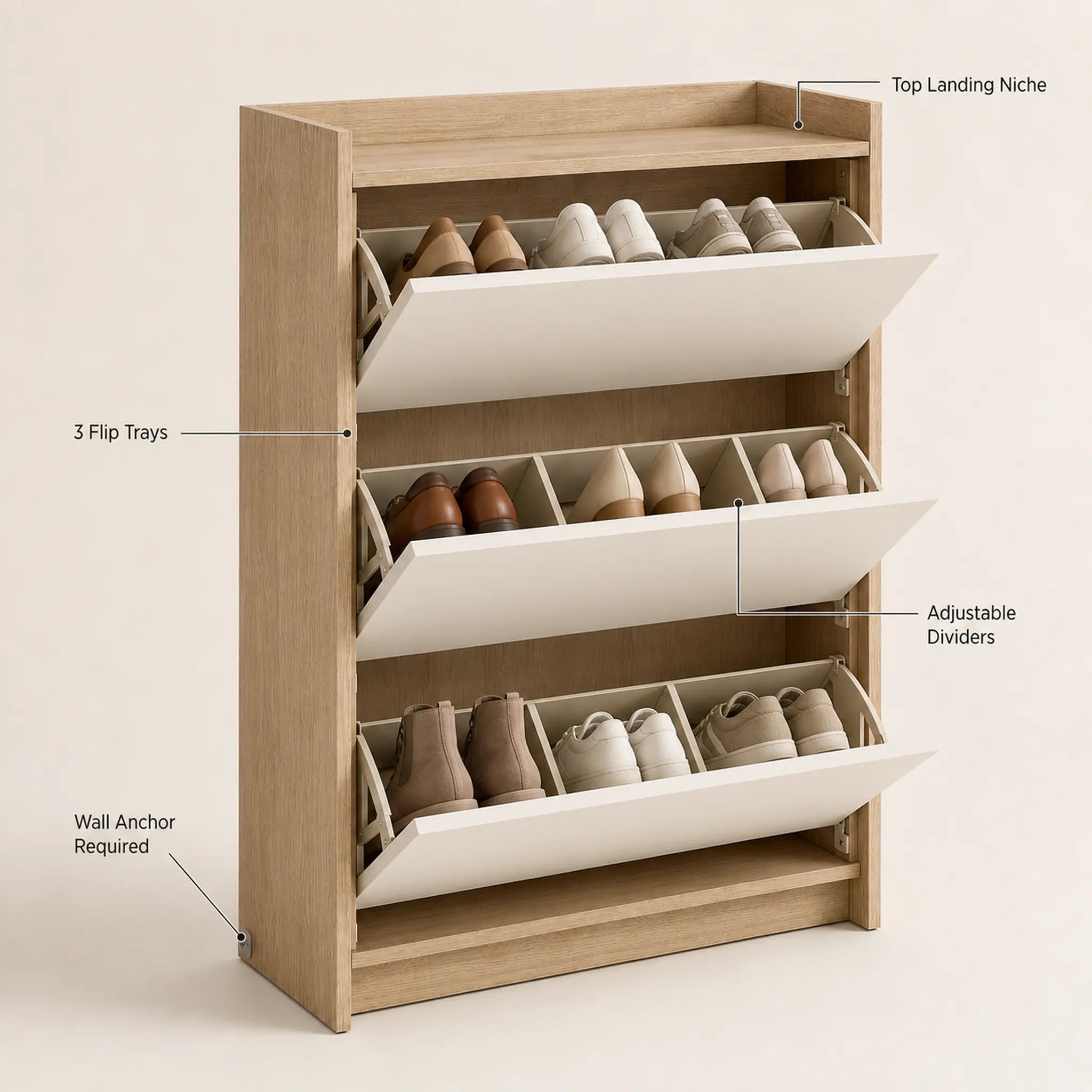 Pivotline Slim Flip-Door Shoe Cabinet