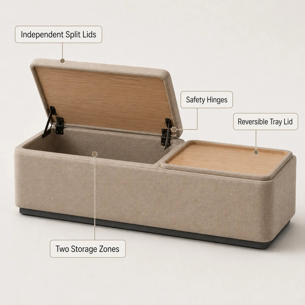 SplitLid Storage Ottoman Bench