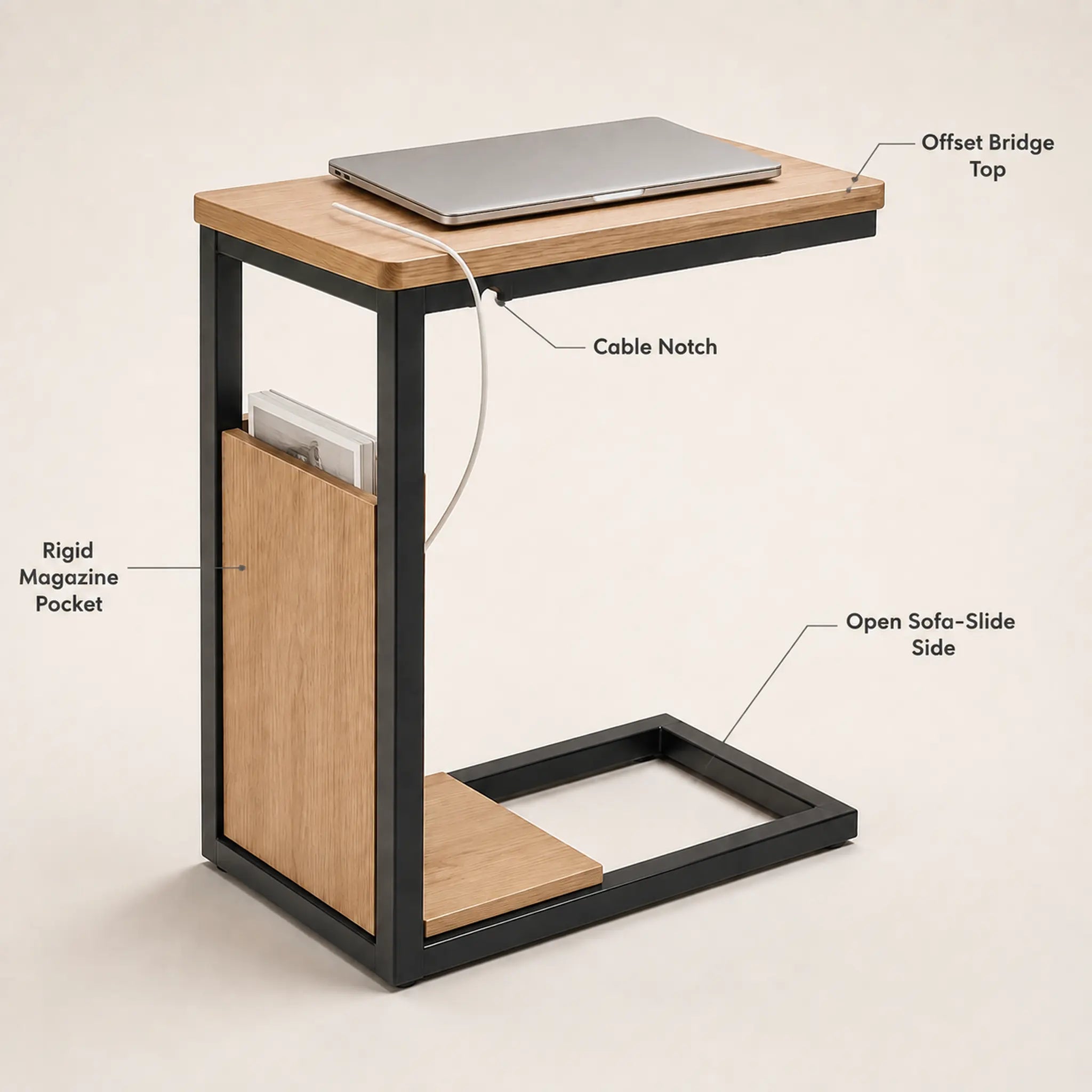 BridgePocket C-Shaped Storage Side Table
