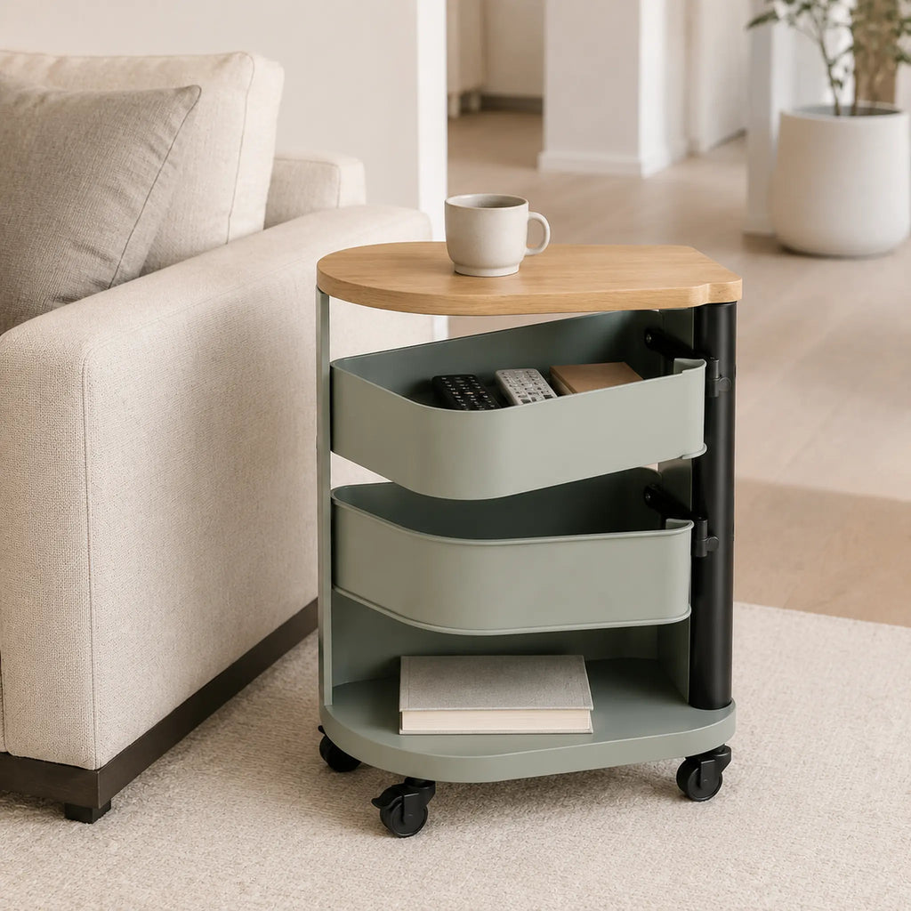 PivotCart Rolling Living Room Storage Cart