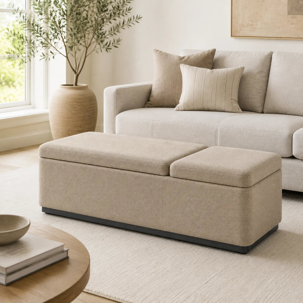 SplitLid Storage Ottoman Bench