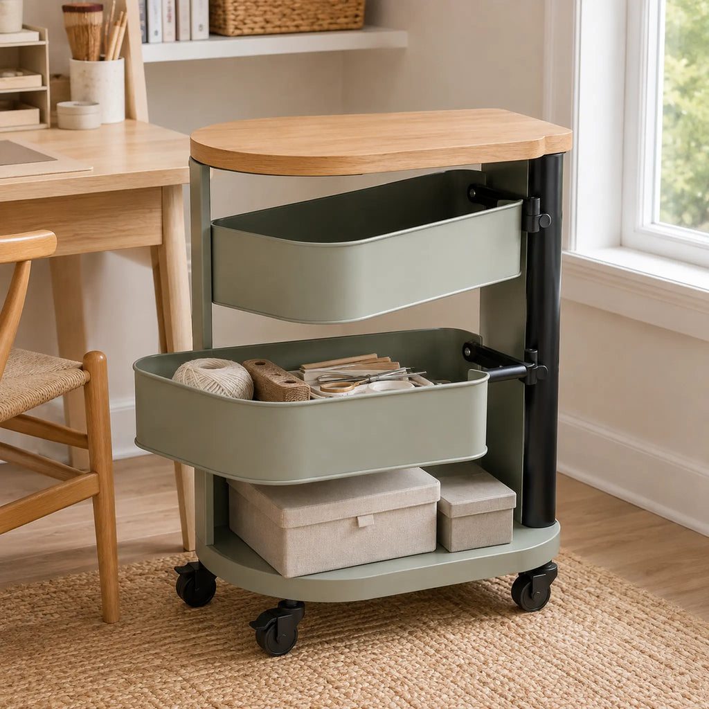PivotCart Rolling Living Room Storage Cart