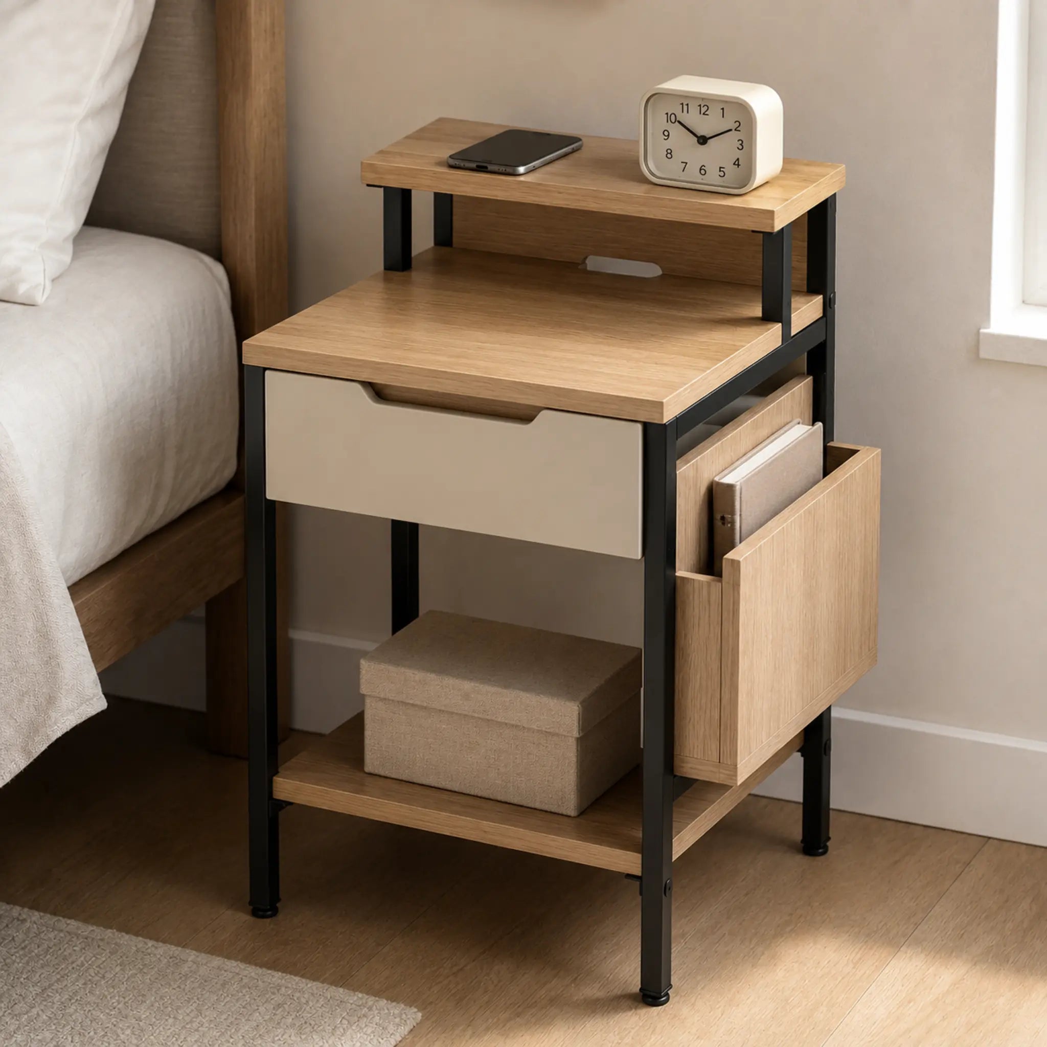 NightDock Slim Two-Level Nightstand