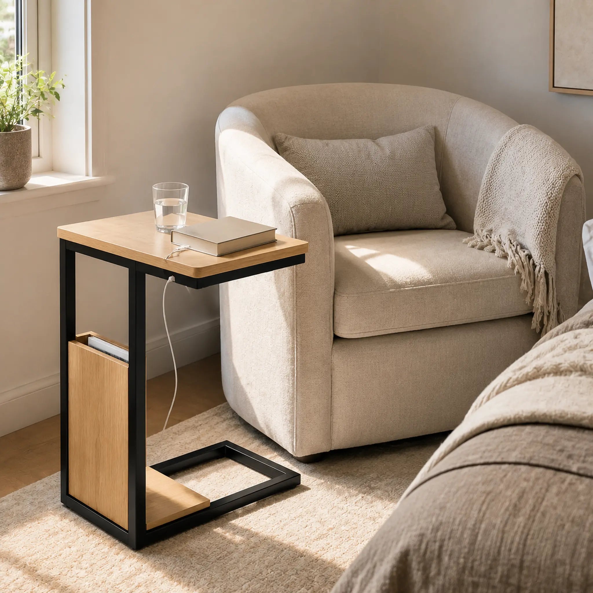 BridgePocket C-Shaped Storage Side Table