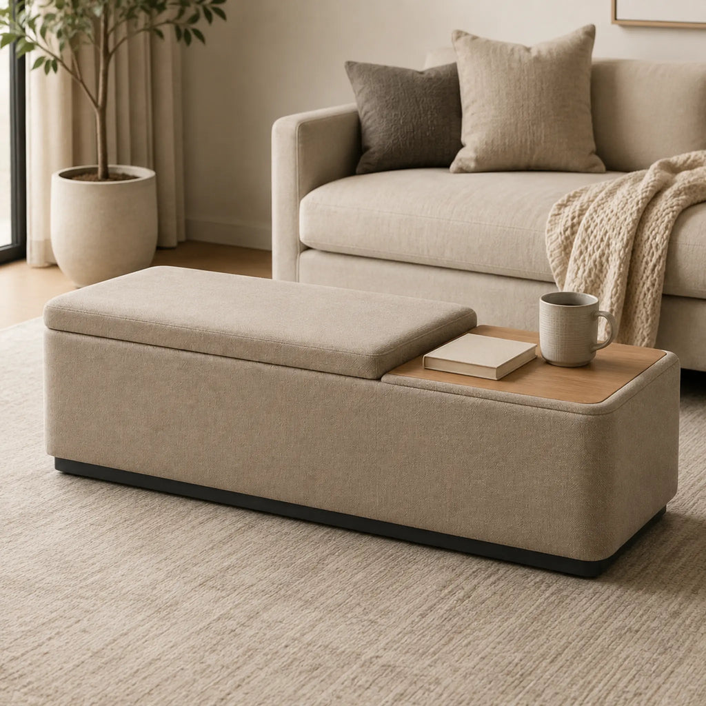 SplitLid Storage Ottoman Bench