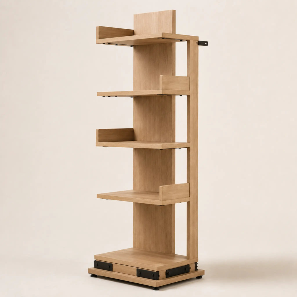 Offset Spine Narrow Multipurpose Bookshelf